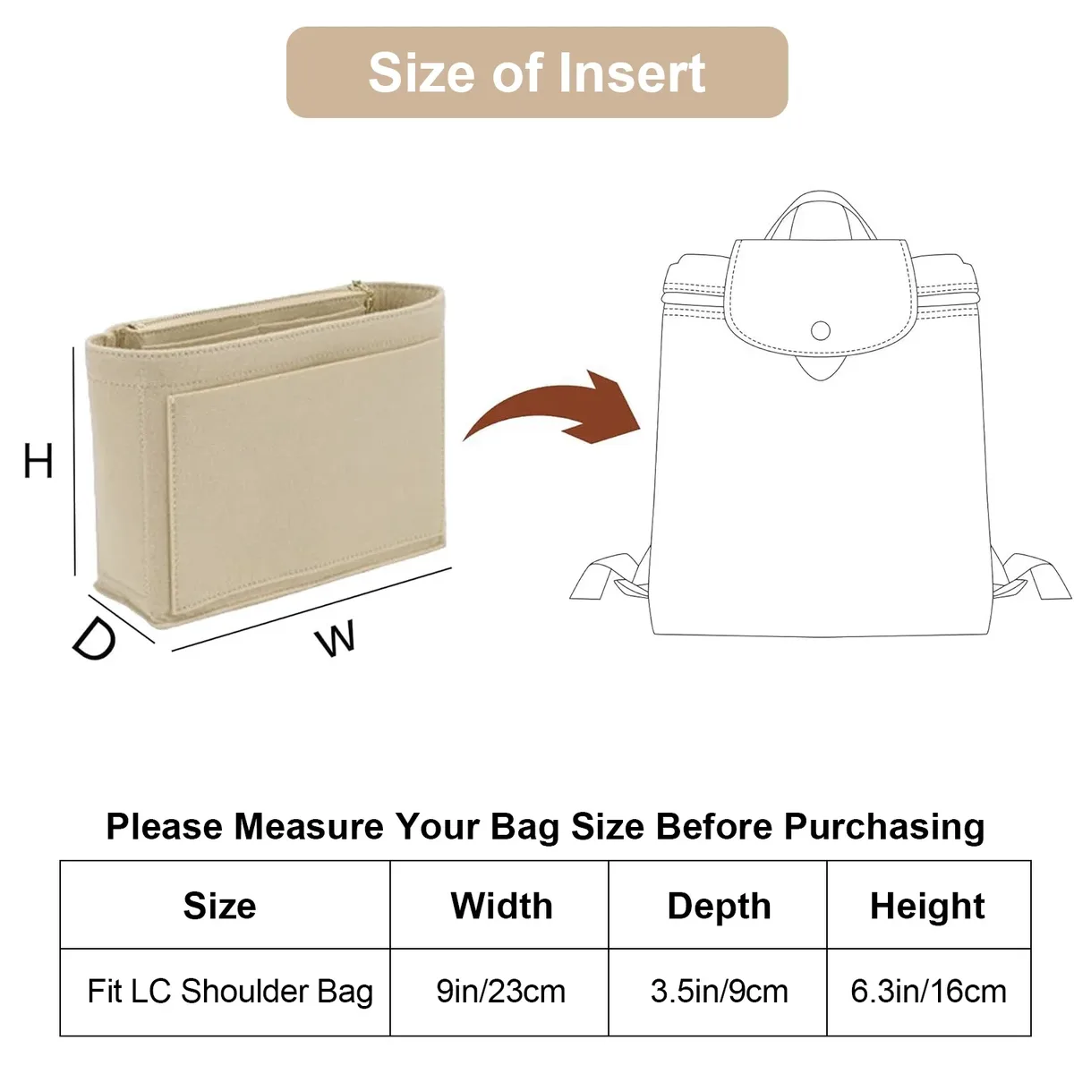insert organisateur de sac à main y2k pour sacs à main, séparateurs d'insertion de sac en feutre avec multi-poches, sac à dos adapté au long champ le p.liage