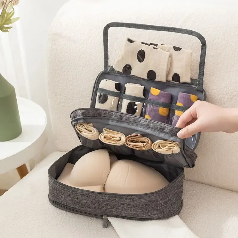 sac de rangement portable multi-couches pour lingerie de voyage pour femmes, organiseur de sous-vêtements, pochette étanche compartimentée pour chaussettes et soutiens-gorge, étui de voyage
