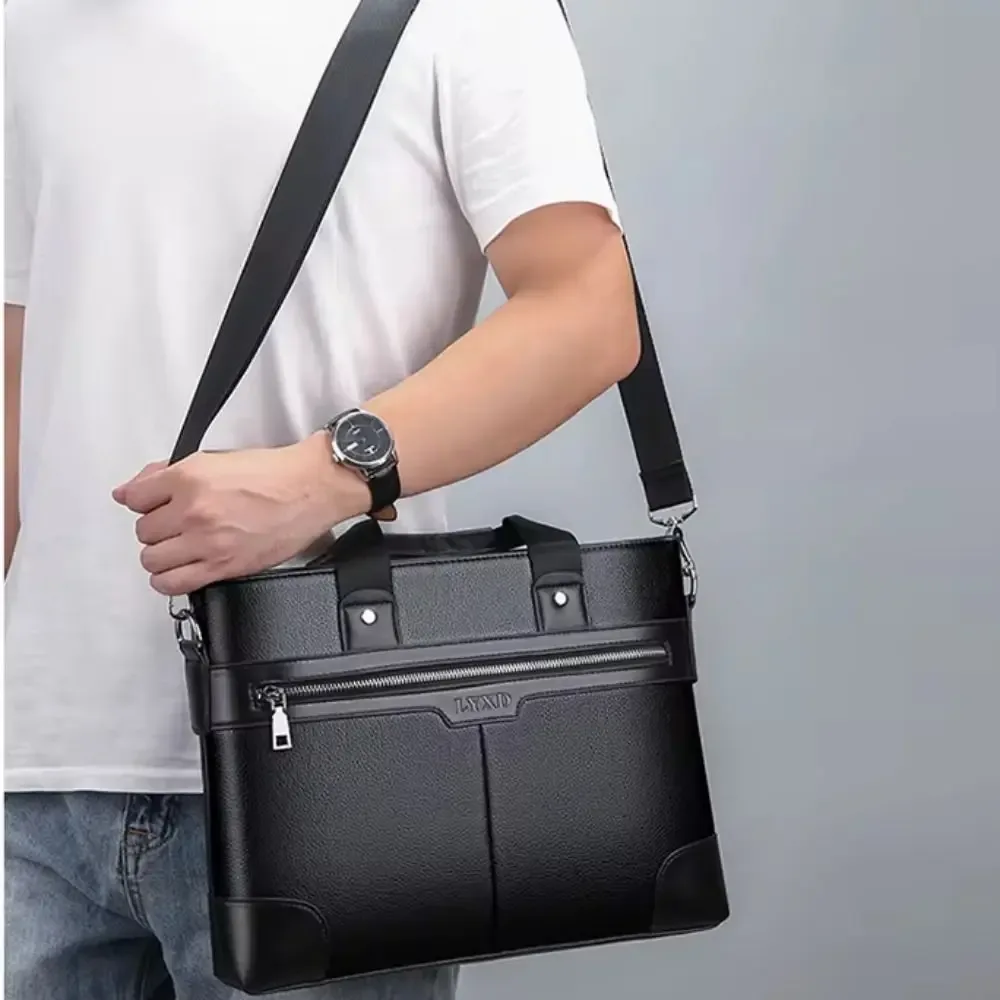 Sac à main en cuir PU de grande capacité, fermeture éclair en tissu Oxford, sac pour documents professionnels, organisateur de papiers, sac pour ordinateur portable imperméable