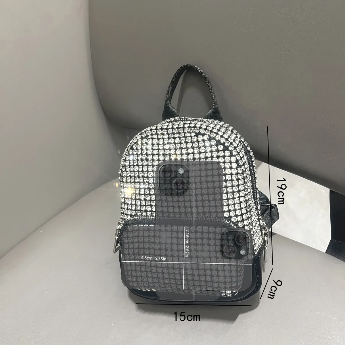 sac à dos en cristal brillant avec biscuits, sacs à main et sacs à main faits à la main, sacs à dos de créateurs de luxe, sac à main