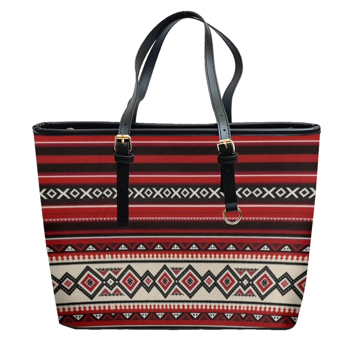 sac à bandoulière en cuir pvc oxford imprimé aztèque rétro, fourre-tout léger à fermeture éclair, minimaliste, usage quotidien, sac à main convertible pour le travail et le week-end