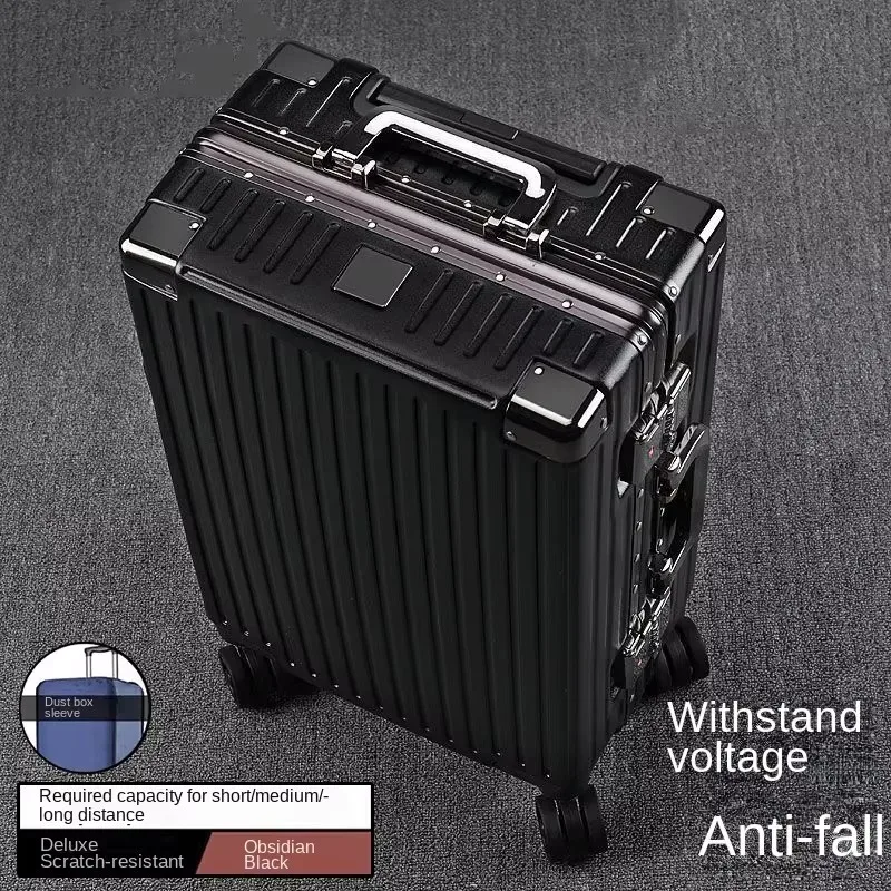 valise à cadre en aluminium, grande capacité, robuste et durable, avec serrure à combinaison, bagage cabine en pc épaissi, 20/22/24/26/28 pouces