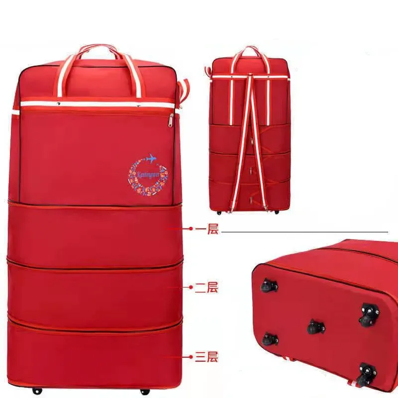 sac à bagages de voyage à air vérifié, roue universelle pliable, rangement mobile, oxford, cubes d'emballage étanches