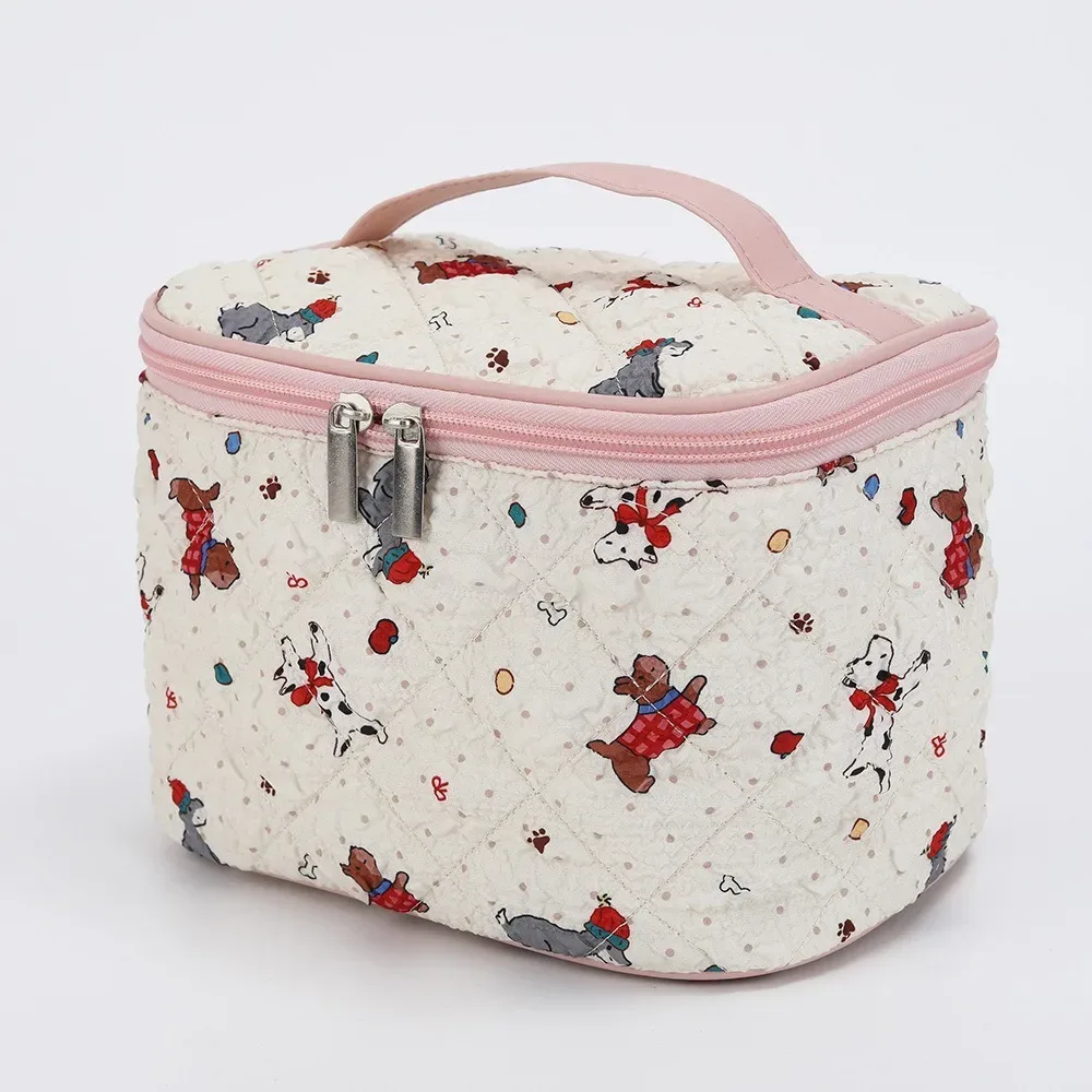 sac de maquillage portable grande capacité, motif dessin animé, style coréen, sac de rangement pour maquillage, sac cosmétique, extérieur