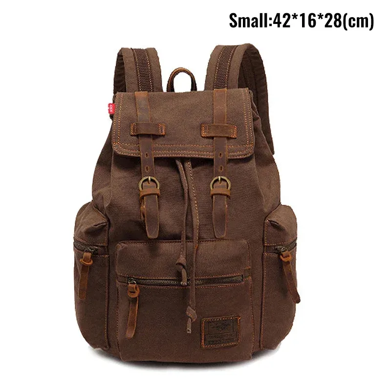 sac à dos rétro en toile pour homme, adapté pour ordinateur portable 14 pouces, vintage, résistant à l'usure, café, livraison au goutte-à-goutte, 36-55l