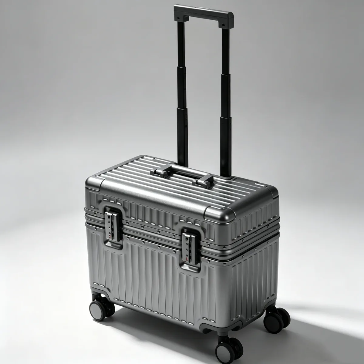 valise à ouverture par le haut 18 pouces, bagage à main pour voyageur photographe, bagage à roulettes en matériau pc avec cadre en alliage d'aluminium et serrure tsa
