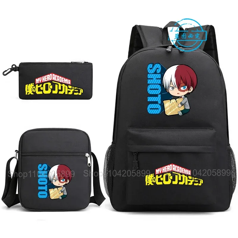 sacs à dos my hero academia, 3 pièces, mochila anime, cadeau pour fille et garçon, cartable pour étudiant et adolescent, sac à dos de voyage, sac à bandoulière, trousse à crayons