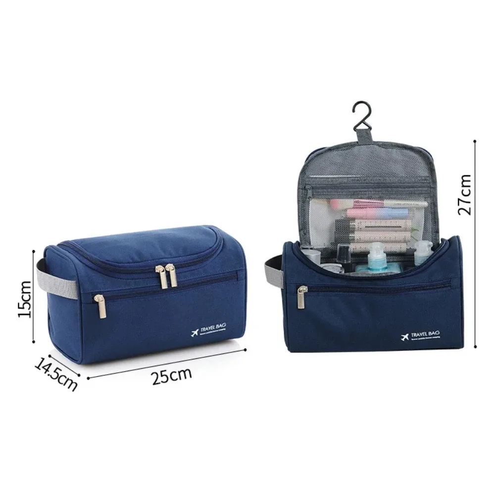 sac de rangement étanche pour cosmétiques pour hommes et femmes, nylon haute capacité, trousse de toilette de voyage, fermeture éclair, poudres lavantes de maquillage, 1pc