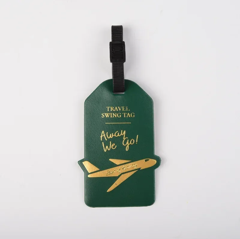étiquettes de valise en cuir pu pour femmes et hommes, porte-adresse d'identification, accessoires de voyage d'embarquement de bagages, avion créatif