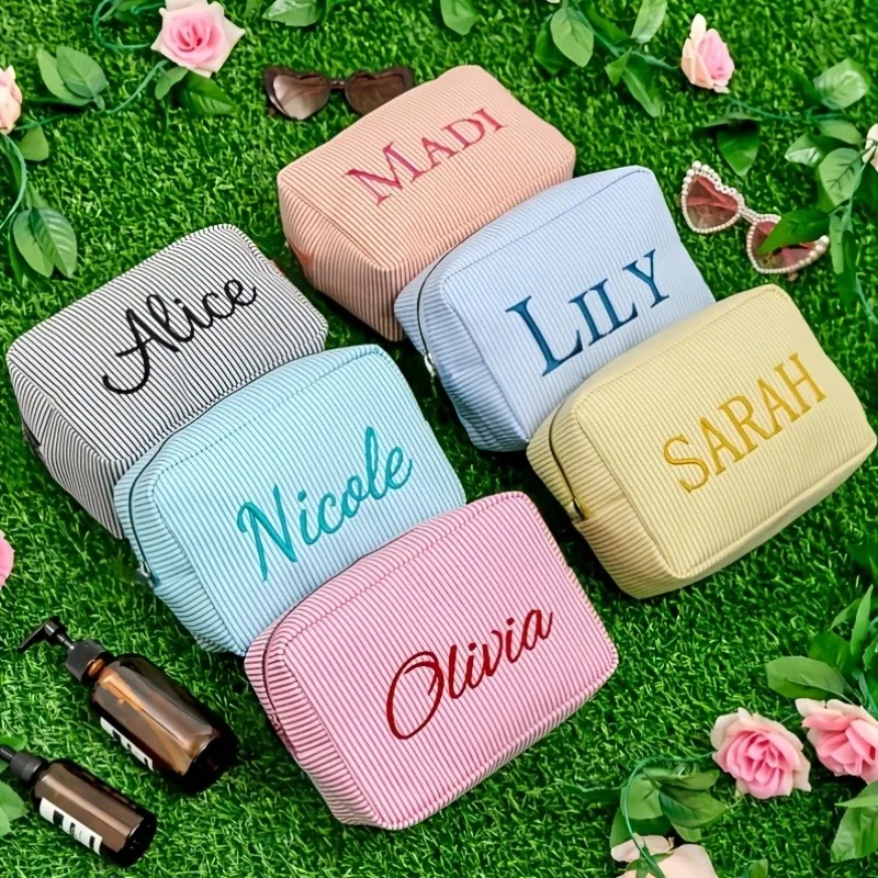 Pochette à maquillage personnalisée, cadeau de mariage, cadeau personnalisé pour demoiselle d'honneur, cadeau de mariage, trousse de toilette de voyage, trousse à maquillage