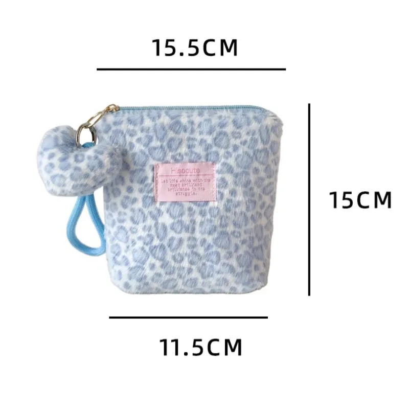 jolie trousse de maquillage à fermeture éclair, porte-monnaie pour rouge à lèvres, imprimé léopard rétro, mini sac cosmétique