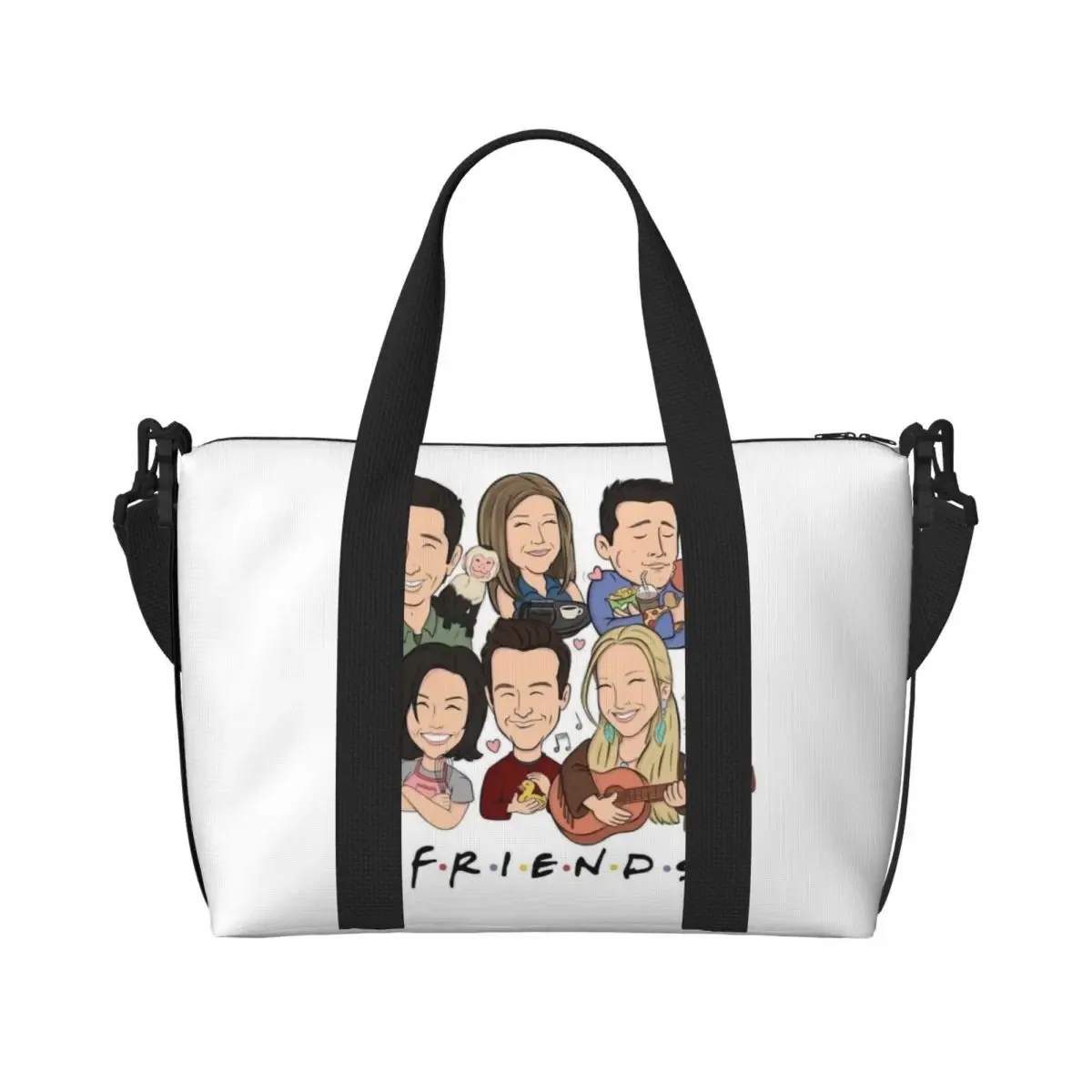 personnalisé drôle amis émission de télévision sac fourre-tout femmes grande capacité central perk café bande dessinée salle de sport plage sacs de voyage