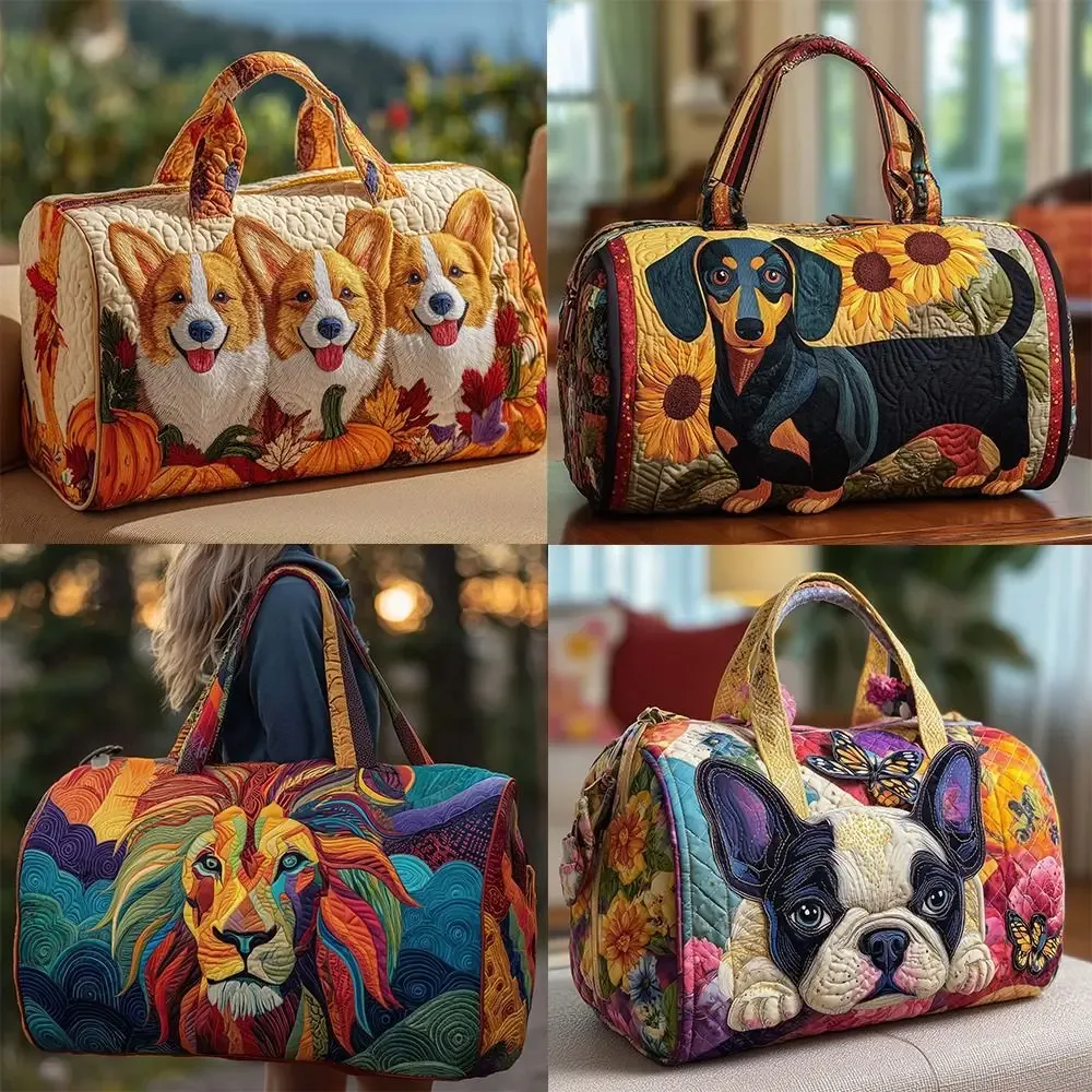 sac de voyage matelassé à bandoulière, matelassage 3d, grande capacité, sac à main pour courtes distances, sacs fourre-tout, motif animaux