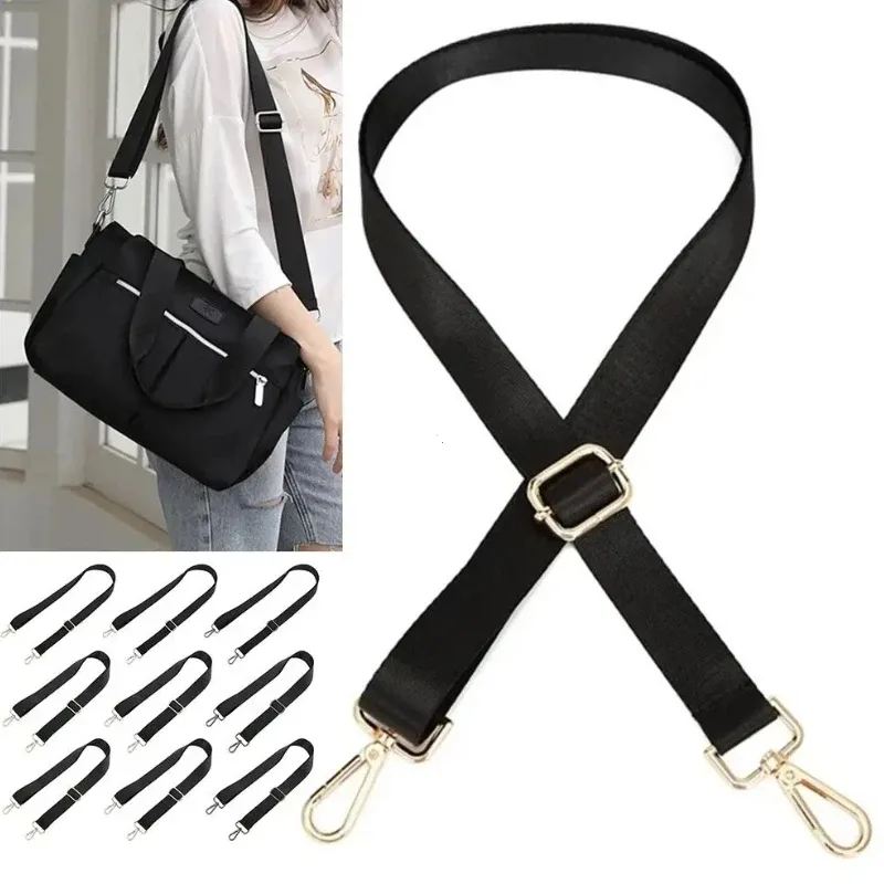 sangle de sac à bandoulière en nylon noir, ceinture détachable de remplacement réglable pour femmes et hommes, sacoches à poignée, ceinture de sac à main