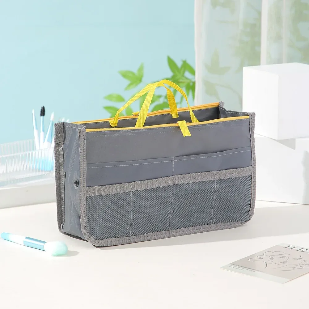 trousse de maquillage multifonctionnelle de grande capacité, sac de rangement portable à double fermeture éclair pour articles de toilette, sac de rangement de voyage pour maman, cosmétiques multi-poches