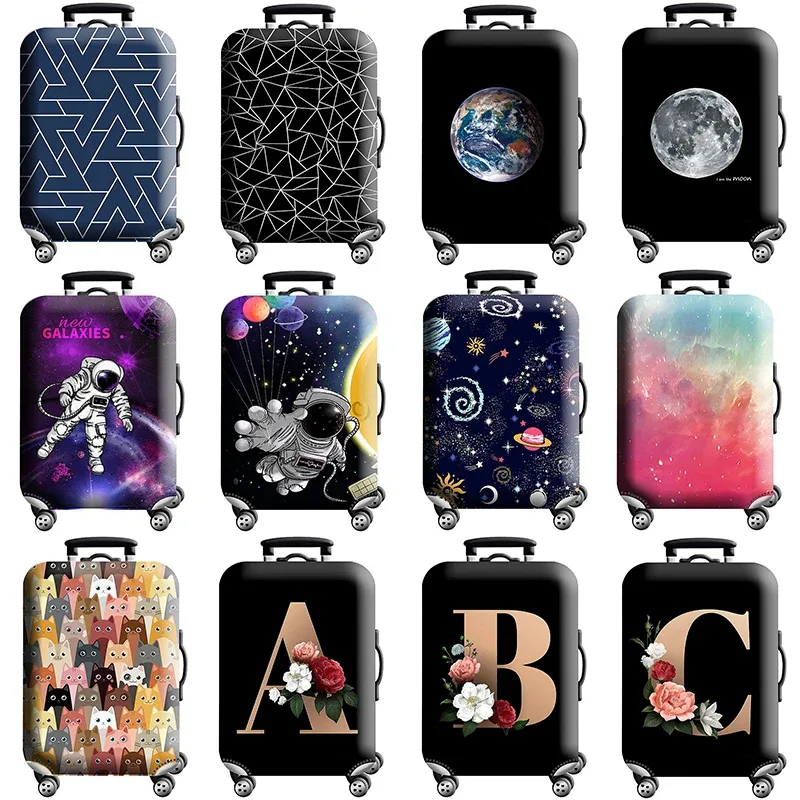 housse de protection pour bagages en tissu extensible, étui anti-poussière pour bagages, adapté à la valise de 18 à 32 pouces, organisateur de voyage
