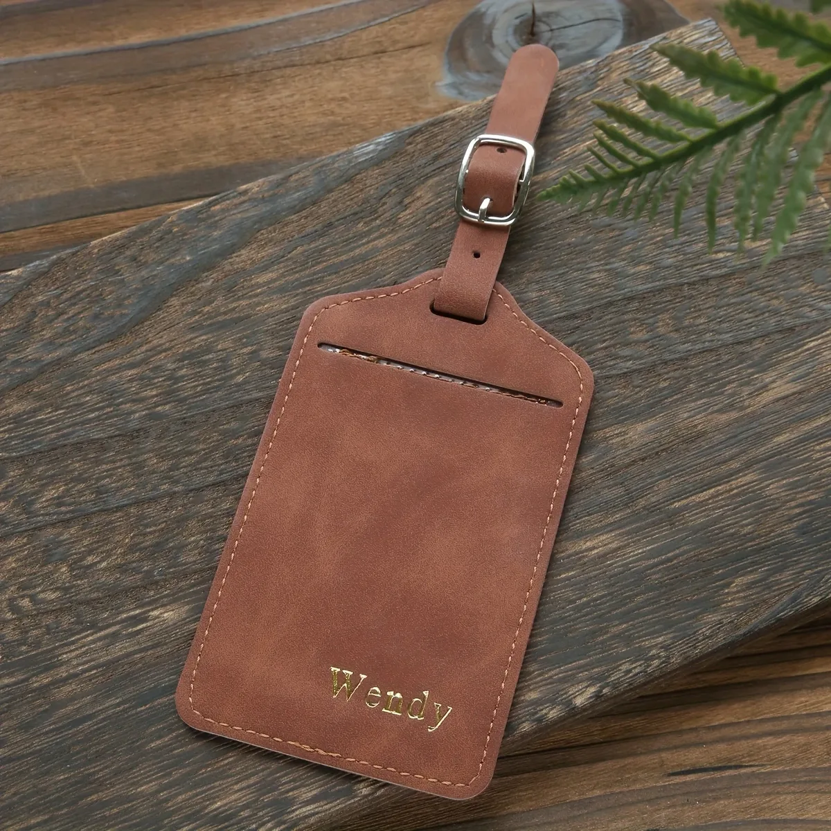 étiquette de bagage personnalisée avec monogramme doré estampé à chaud, carte de nom et de confidentialité, étiquette de valise végane, accessoire chic pour le voyage et les mariages