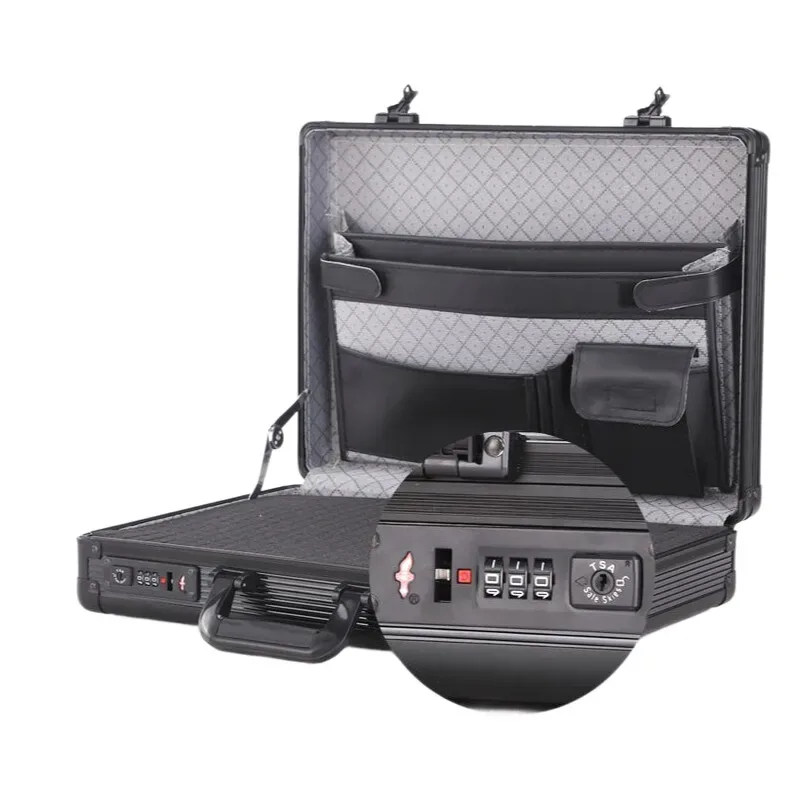 étui pour ordinateur portable verrouillable à cadre en aluminium-porte-documents de sécurité portable coffre-fort avec verrouillage par mot de passe pour fichiers informatiques