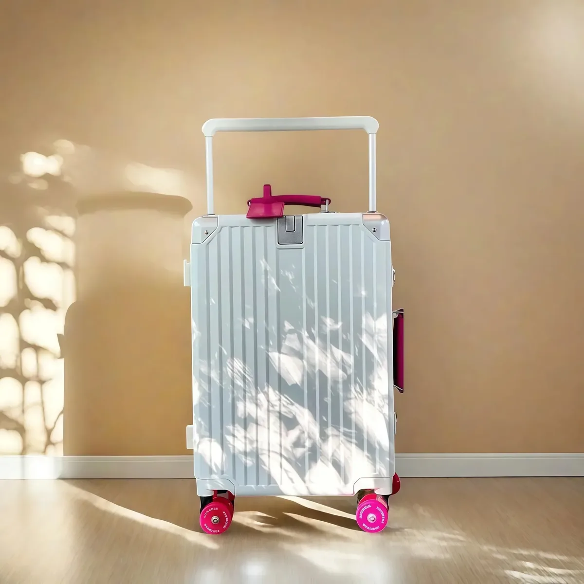 bunnyfly – valise de voyage à guidon large, avec roues silencieuses colorées, serrure tsa, bagages roulants, matériau pc de grande capacité