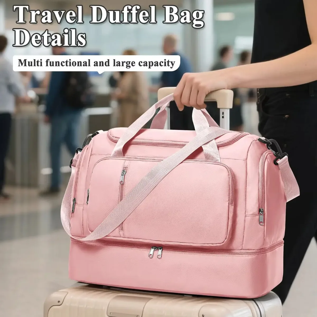 Sac de voyage pour femmes - Sac de voyage étanche de grande capacité à plusieurs poches, sac de sport, sac de voyage pour le week-end, sac de rangement pour vêtements