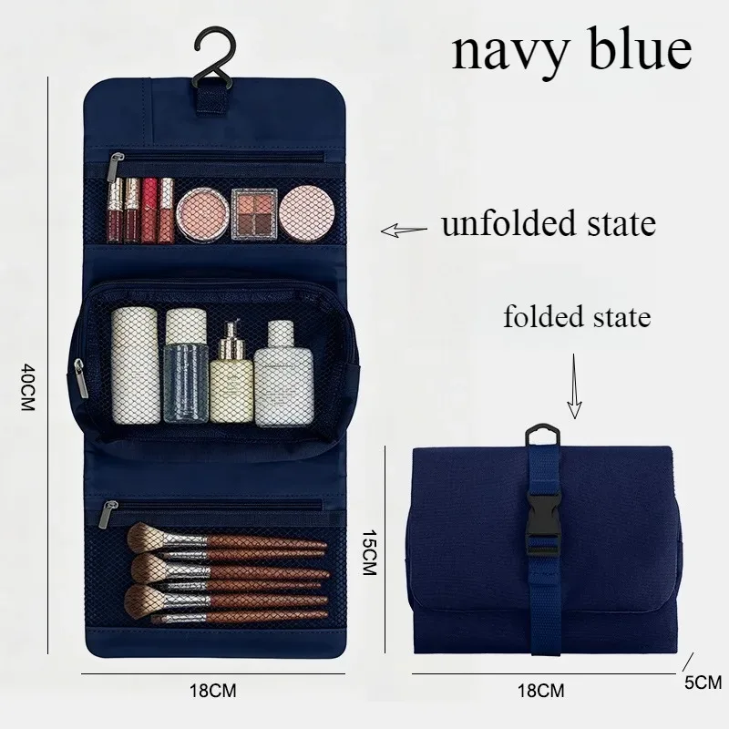 trousse de toilette pliable et détachable, grande capacité avec crochet, sac de rangement pour articles de toilette pour hommes en voyage d'affaires, sac de voyage pour cosmétiques pour femmes