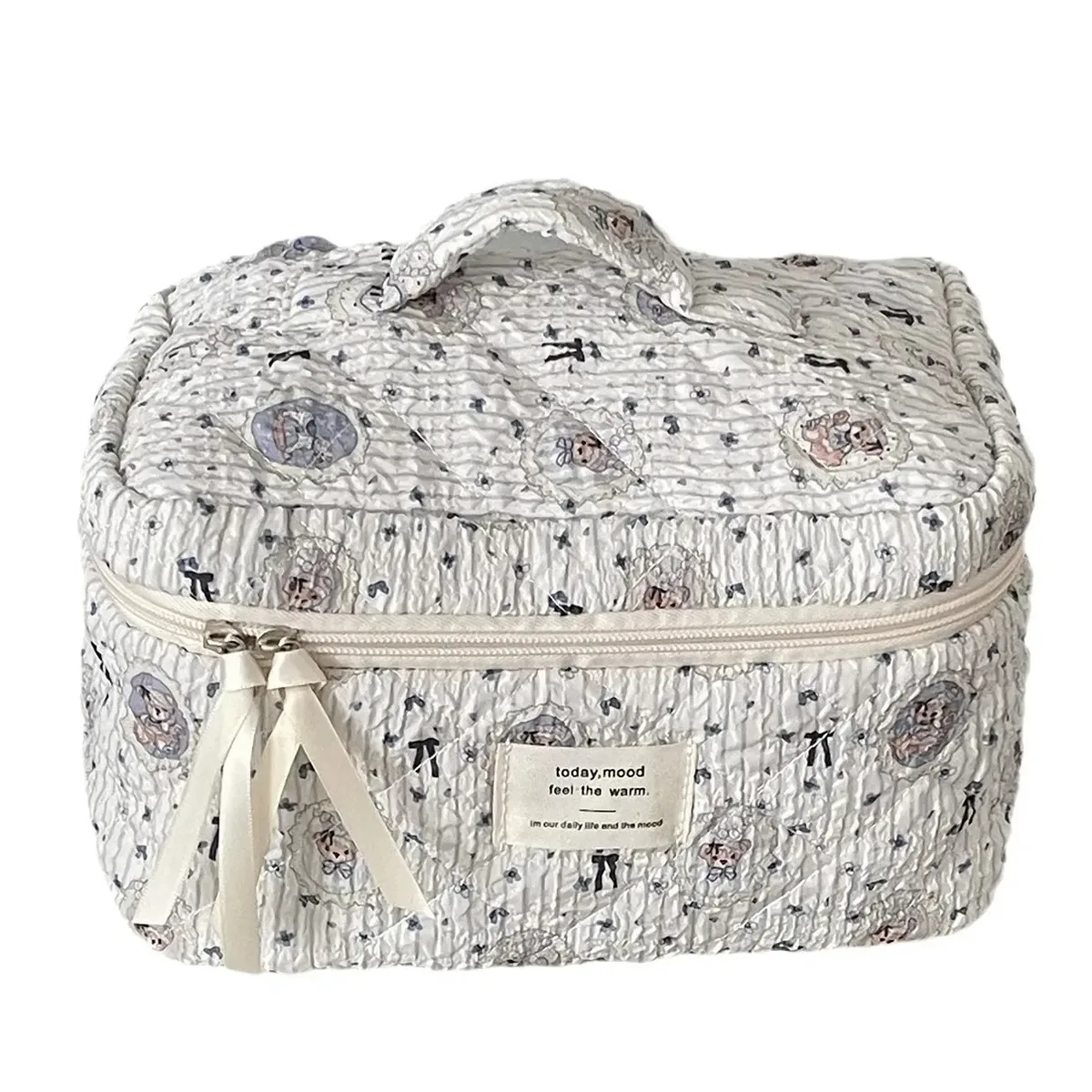 sacs à main de voyage portables pour femmes, trousse de maquillage, sac de rangement pour dames, sacs à cosmétiques avec nœud doux, ours de dessin animé