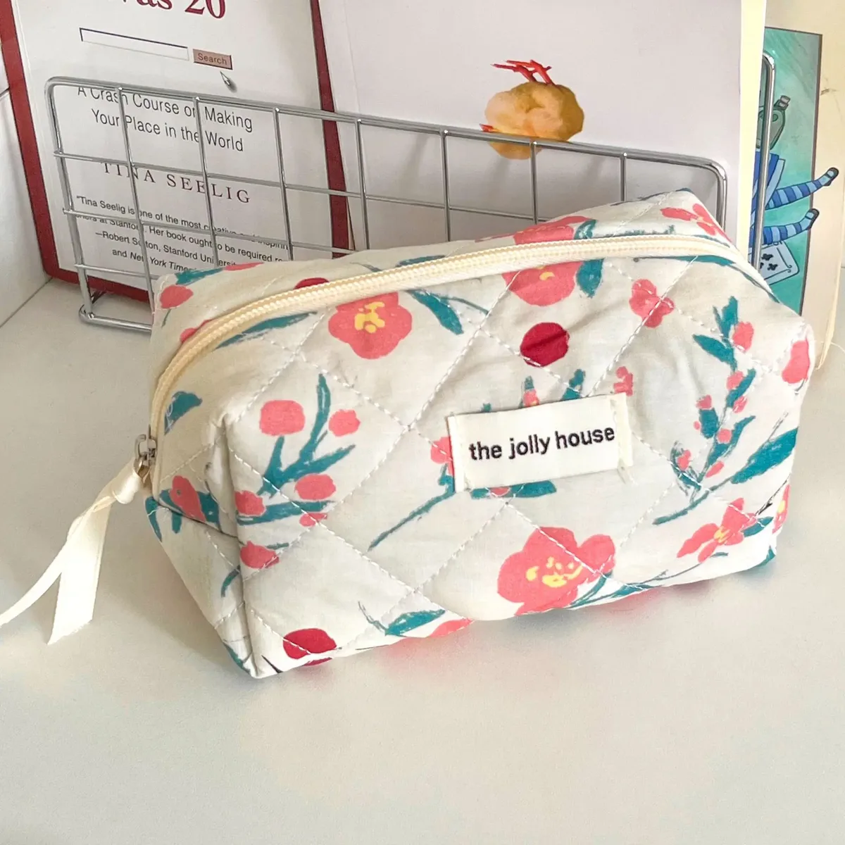 1 pièce/ensemble sac de maquillage imprimé fleur rose organisateur de voyage premium sac cosmétique sac de maquillage pochette trousse de soins de la peau trousse de toilette