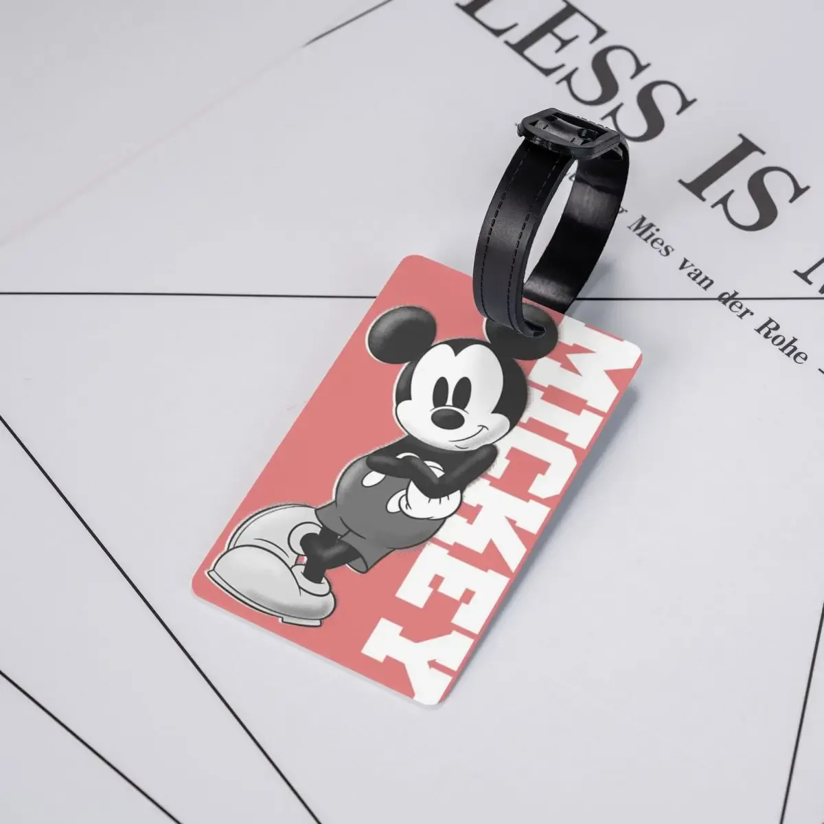 étiquette de bagage personnalisée m-mouse pour valises, étiquettes de bagage mignonnes de dessins animés, étiquette d'identification avec couverture de confidentialité