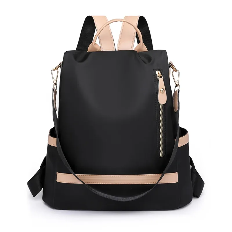sac à dos antivol en tissu imperméable pour femme, grande capacité, style simple, décontracté, mode voyage, marque initiée