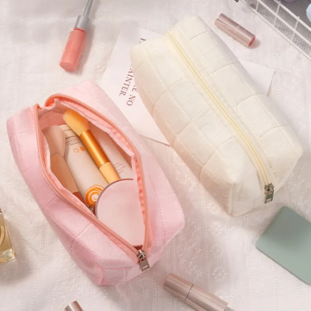 sac de rangement pour cosmétiques en velours grande capacité, trousse de toilette portable, petite trousse de maquillage pour usage quotidien et en voyage
