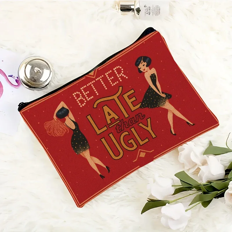 trousse de toilette de voyage pliable avec fermeture à glissière – trousse à cosmétiques compacte, cadeau drôle « meilleur fin que laid » pour la saint-valentin
