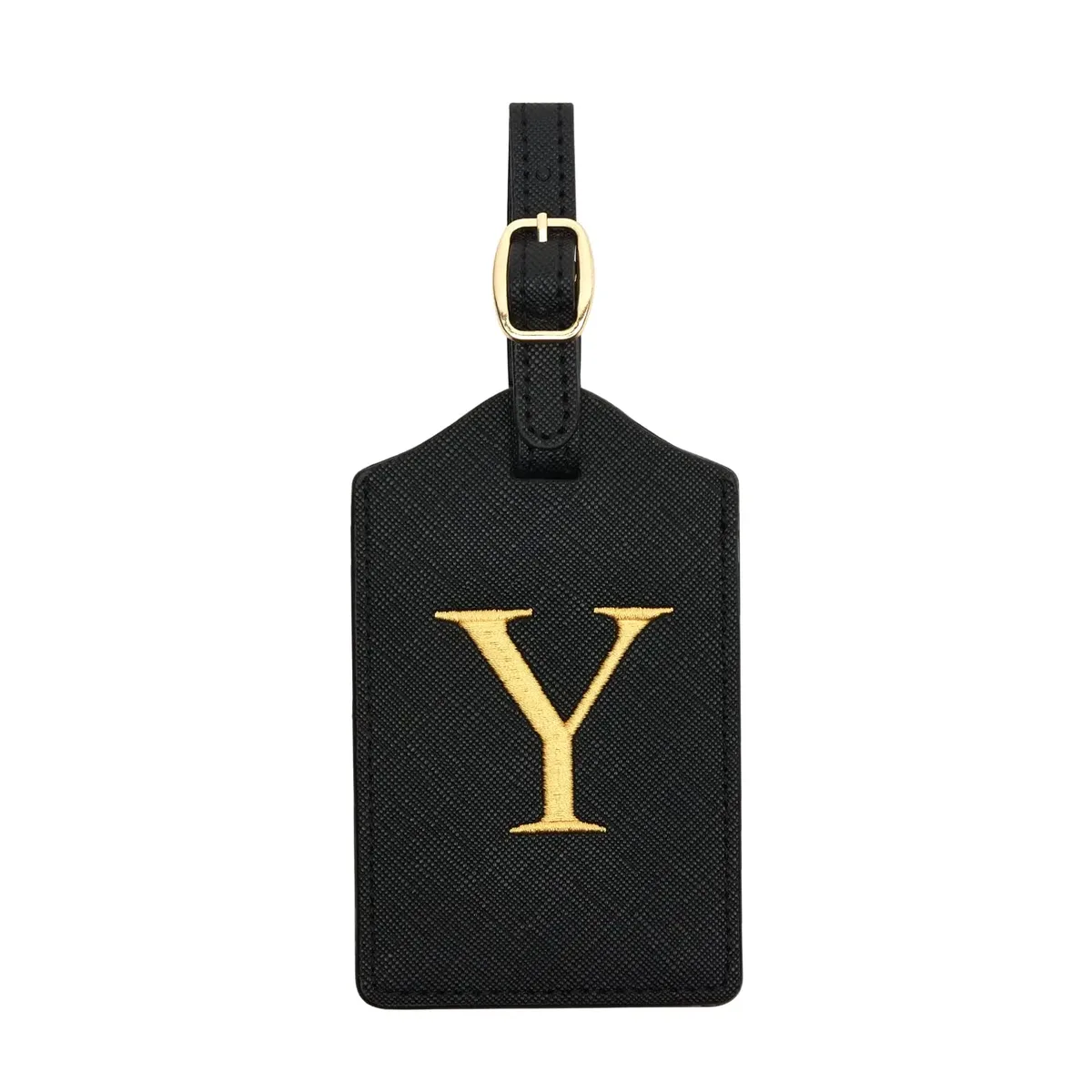 étiquette de bagage en cuir pu pour voyage-étiquette d'identification de valise durable avec couverture de confidentialité et fente pour carte nominative (a-z) liu