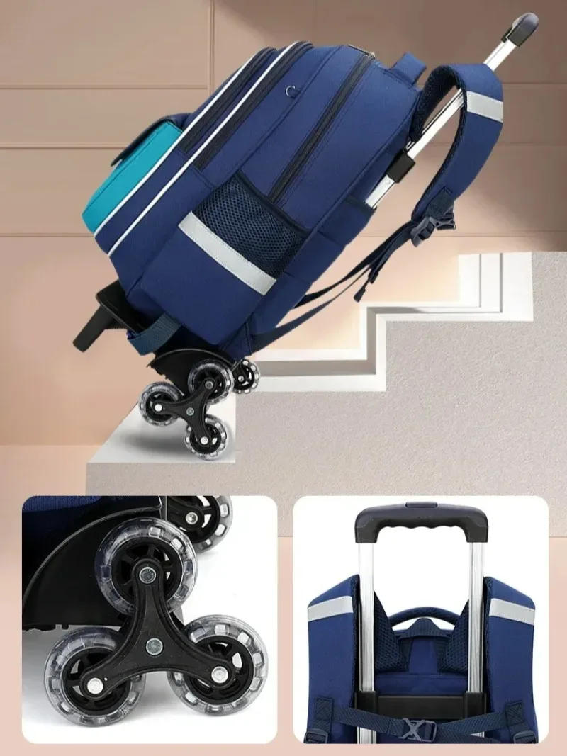 sac à dos à roulettes pour enfants, ensemble de 3 sacs d'école à roulettes pour garçons et filles, sac à dos de voyage avec sac à bandoulière
