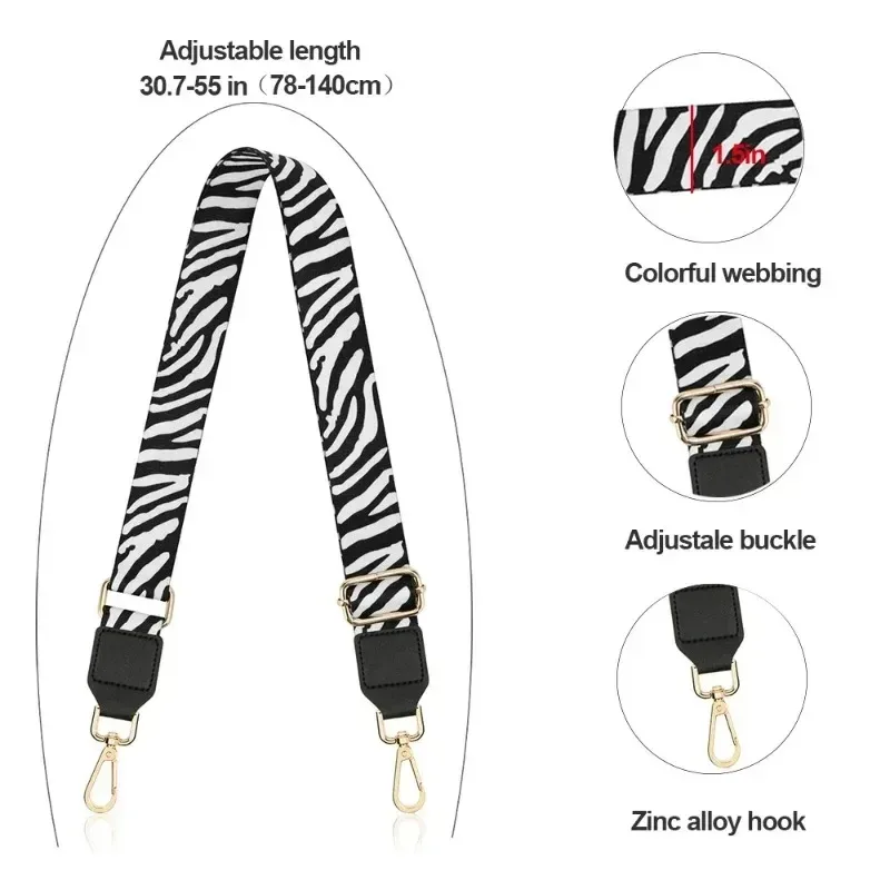 sangle de sac en nylon/coton pour femmes, sangles colorées pour bandoulière, accessoires de sac à bandoulière, ceintures réglables, sangles de sac à main