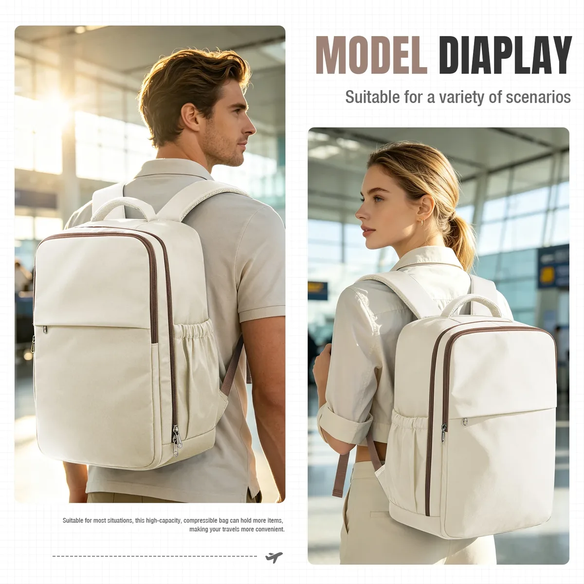 sac à dos de voyage sous vide avec pompe manuelle, compatible ryanair, 40x30x20, pour ordinateur portable, école, avion, bagage à main