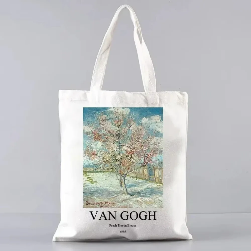 sac fourre-tout en toile inspiré de la peinture à l'huile d'artiste vincent van gogh, pour le shopping, le travail, l'école ou les voyages, sac à bandoulière écologique