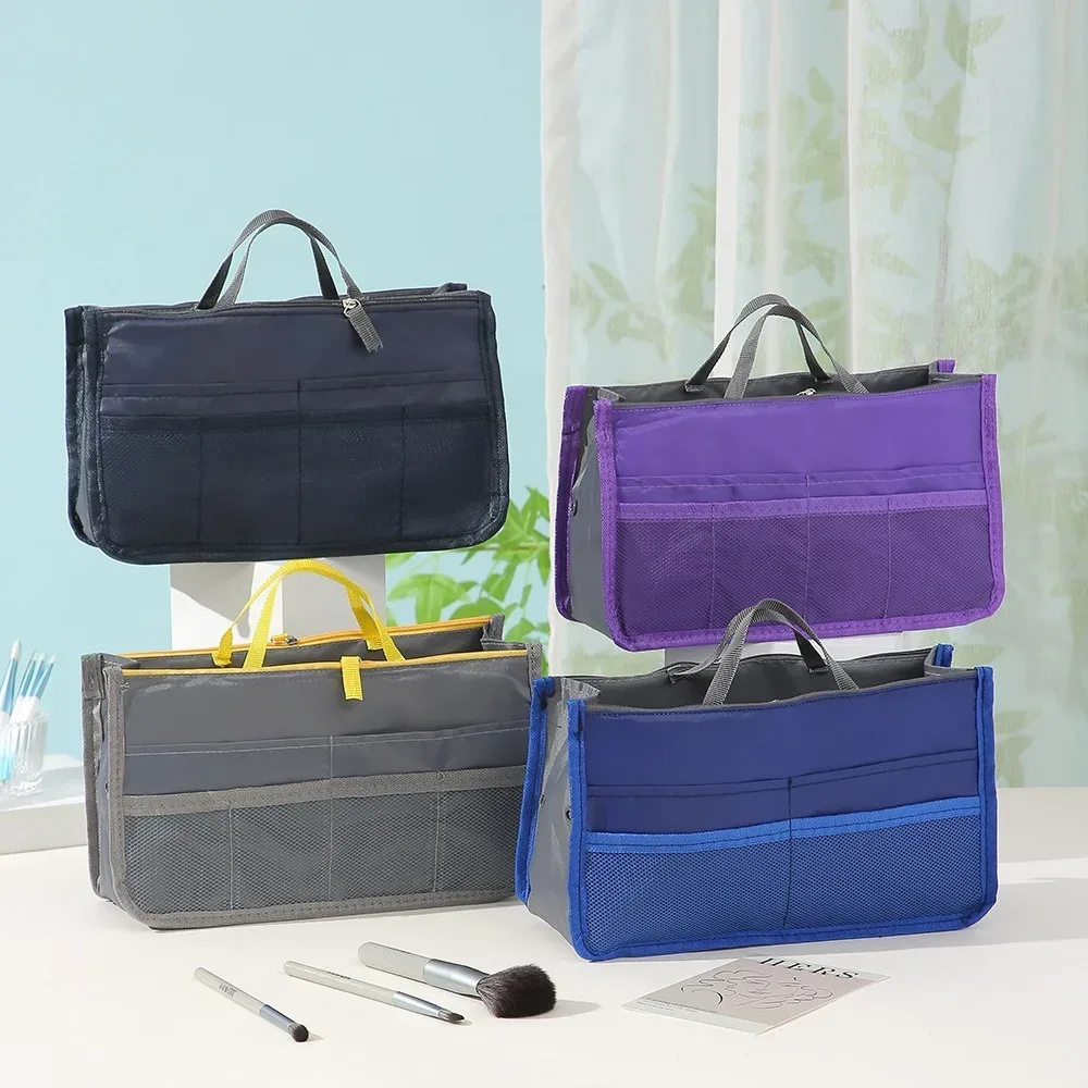 trousse de maquillage multifonctionnelle de grande capacité, sac de rangement portable à double fermeture éclair pour articles de toilette, sac de rangement de voyage pour maman, cosmétiques multi-poches