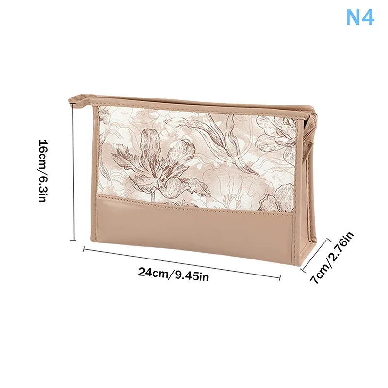 sac de maquillage portable élégant, motif floral en dentelle, sac de rangement cosmétique avec poignée, pochette de toilette de voyage de grande capacité pour femmes