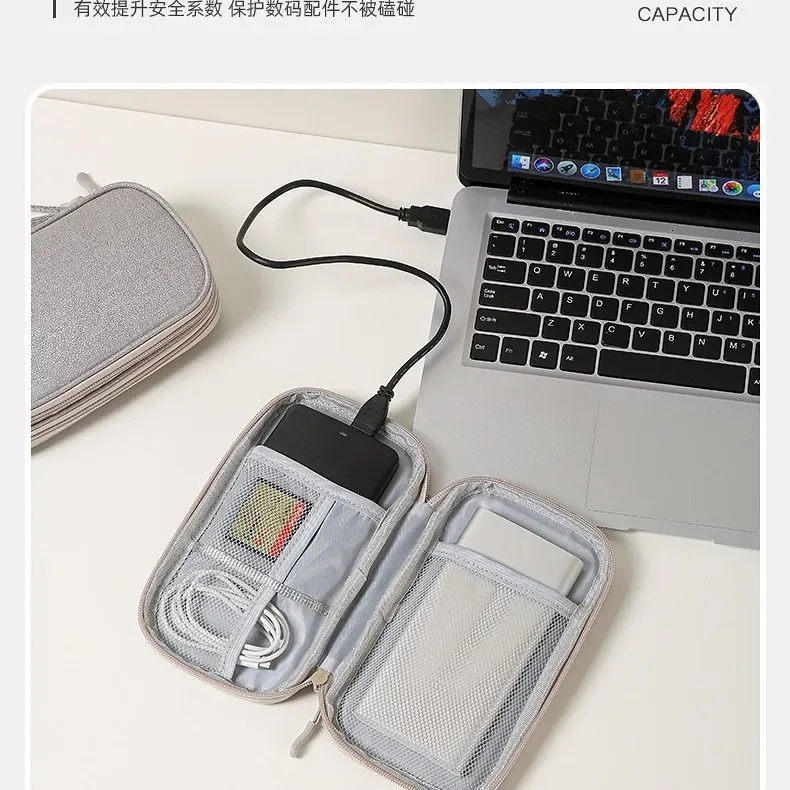 sac de rangement portable pour produits numériques, organiseur de câbles usb, organiseur de chargeurs et d'écouteurs (1 pièce)