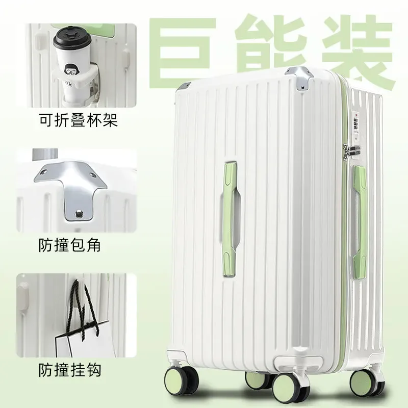 valise à roulettes 20/24/26/28 pouces, bagage de voyage multifonctionnel avec porte-gobelet et port de charge usb