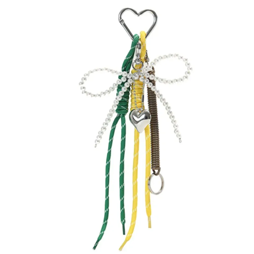 porte-clés créatif en cuir brcorporelle avec nministériels d en perles, long pompon, amour, cœur, pendentif pour sac à dos, breloques faites à la main, cadeau décoratif, y2k