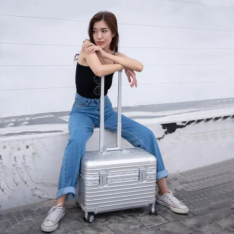 étui capitaine tout en alliage d'aluminium et de magnésium, valise de cabine pour appareil photo d'affaires, bagages en métal de 18 pouces, valises de voyage 20/22 pouces