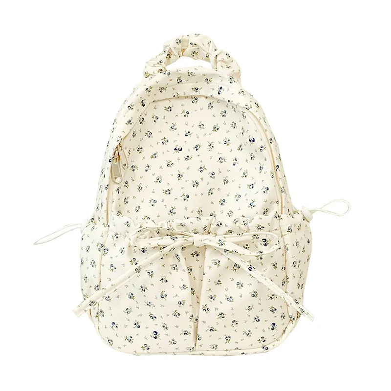 sac à dos décontracté à double bandoulière pour femmes, style frais et simple, imperméable, ultra-léger, antivol, sac d'école à motifs floraux