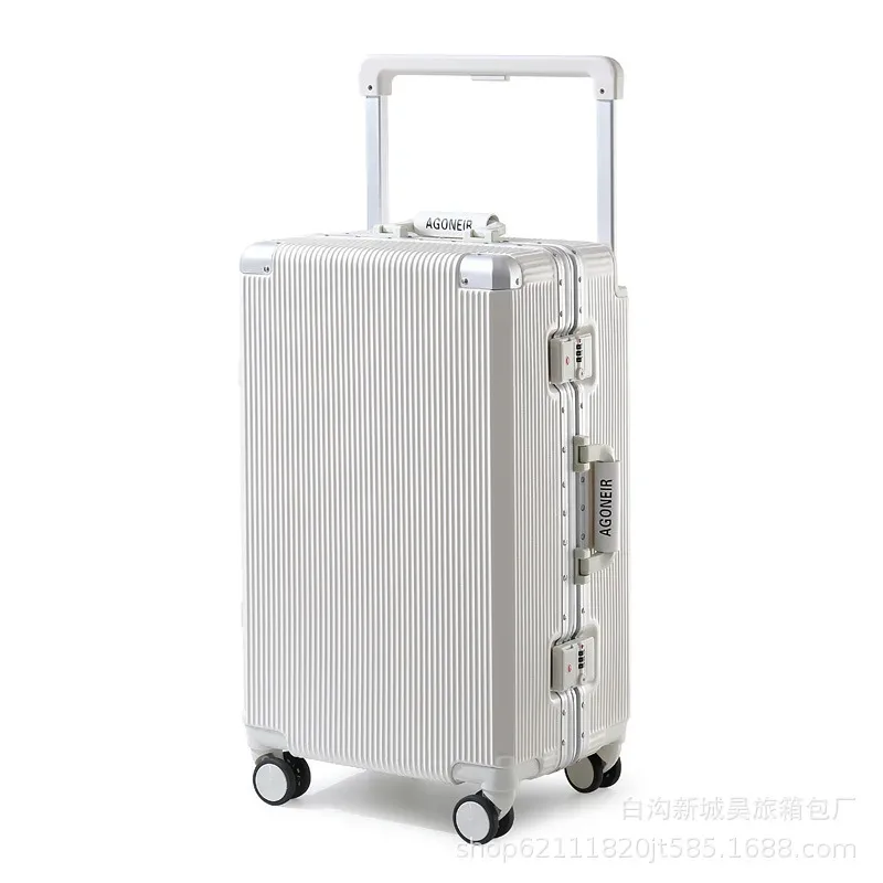 valise à cadre en aluminium de 20 pouces, valise de voyage à roulettes universelles de 26 pouces, valise à serrure de 24 pouces pour étudiants (hommes et femmes)