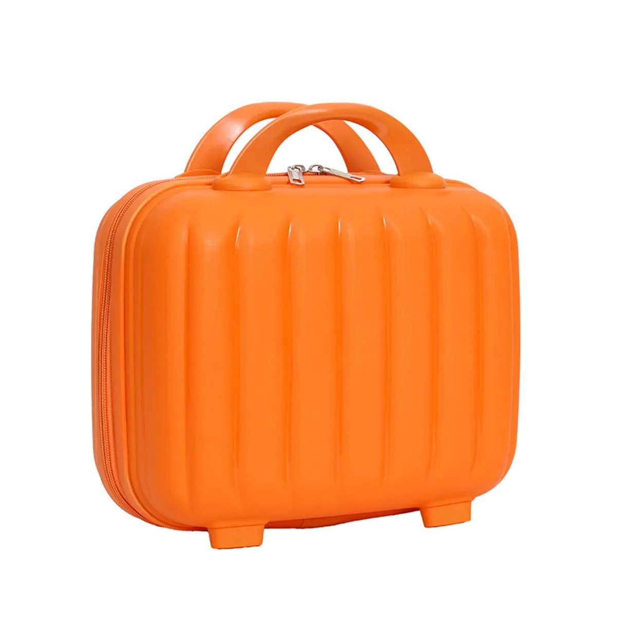 valise à cosmétiques citrouille pp de 14 pouces, valise à fermeture éclair sans mot de passe, étui de voyage de rangement pour souvenirs de mariage de couleur unie