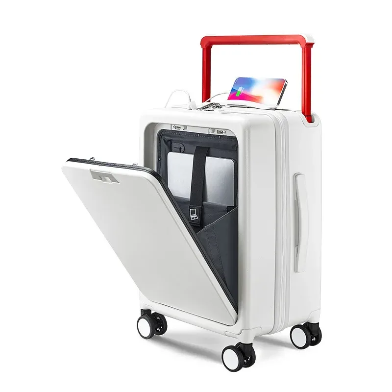 klqdzms 20 pouces pc valise usb charge ouverture avant ordinateur portable boîte d'embarquement multifonction boîtier de chariot 24 "bagage à main
