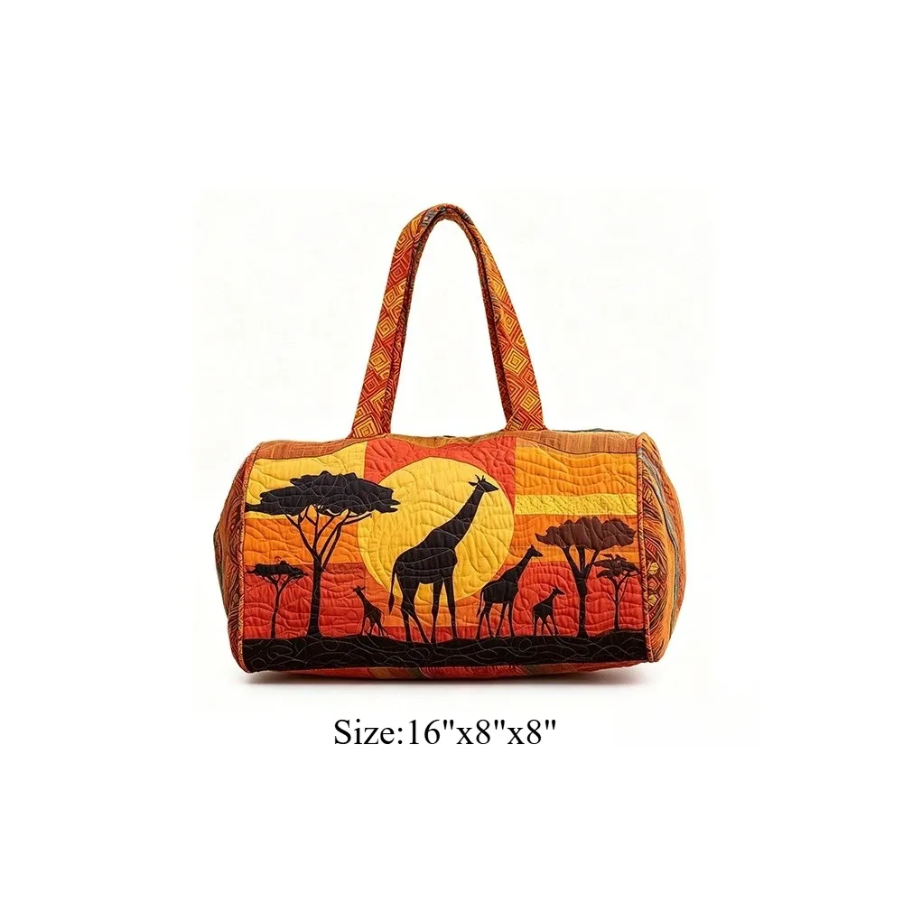 sac de voyage matelassé, sac de week-end, imprimé girafe 3d, bagage à motif animal africain, sac à main pour les vacances, la plage, le camping