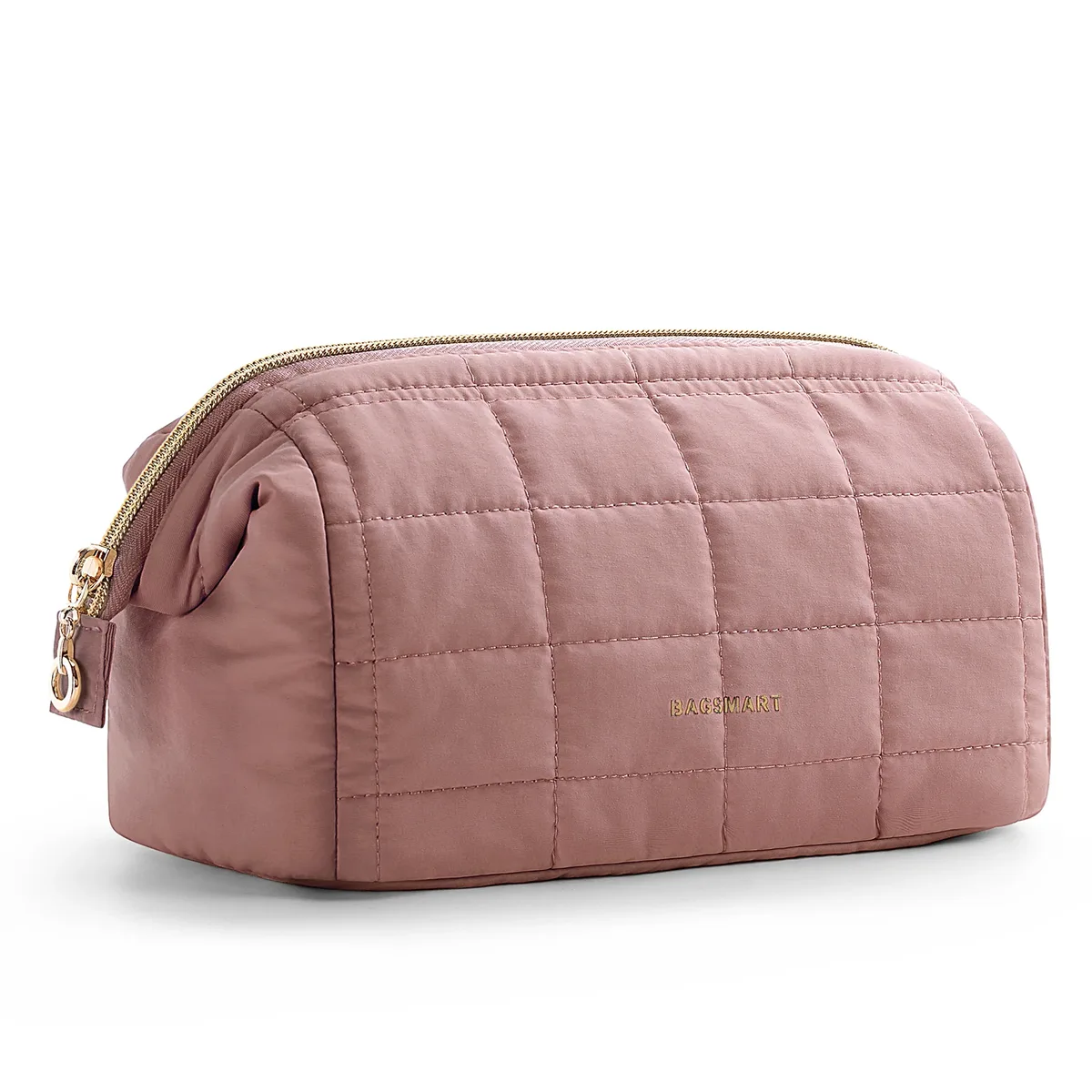 bagsmart-trousse de maquillage gonflée pour femme, trousse de maquillage rembourrée, trousse de maquillage, poudres larges ouvertes, trousse de toilette, essentiels de voyage