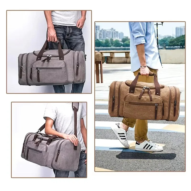 vintage canvas stylish travel bags large capacity carry on luggage bags men duffel bag travel tote weekend bag