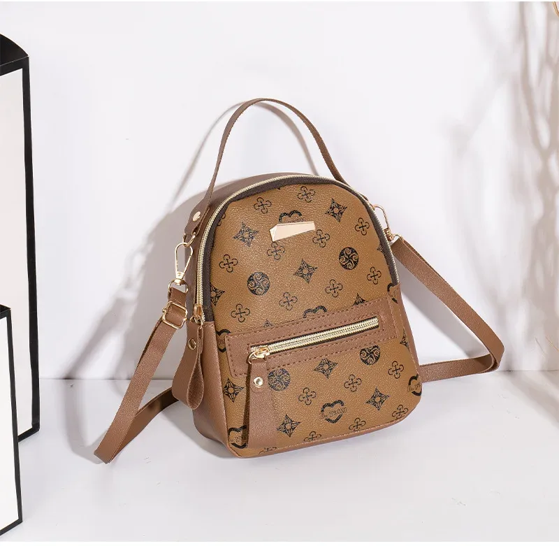 sac à dos mini femme cuir pu imprimé élégant multifonction léger sac à bandoulière pour sortie quotidienne voyage